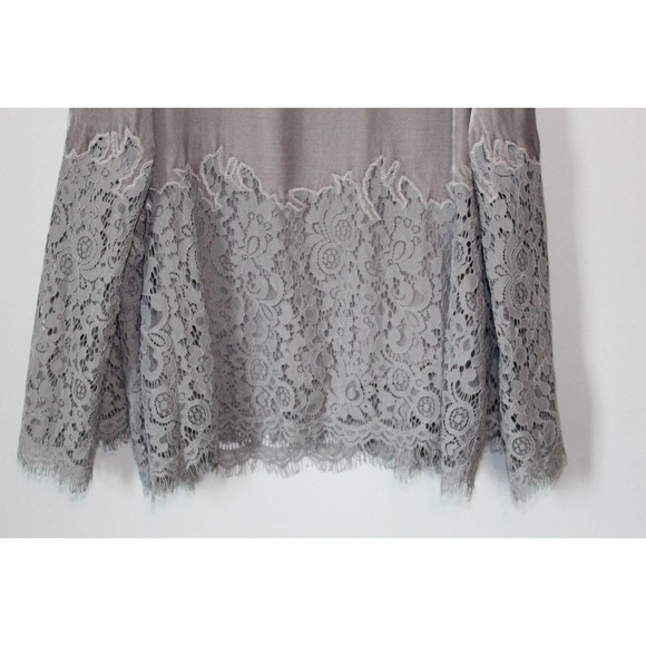 Sundance Floral Lace Cascade Velvet Blouse Bell Sleeve Gray Size Large H14079 - Picture 3 of 11